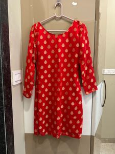 Elegant Red Kurta and sharara with Gold Print