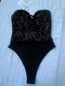 Sequinned Black Bodysuit