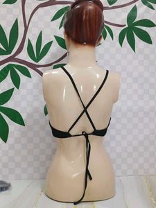 (431)Black Ribbed Bralette