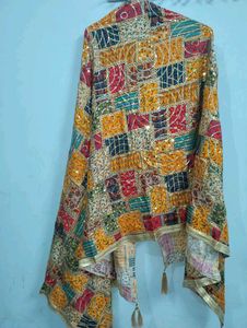 heavy fancy multicolour bandhej sequence duptta