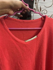 Coral V-Neck Sweater