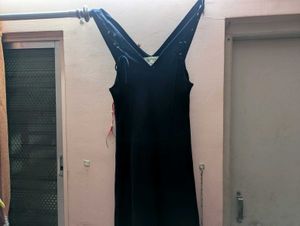 🖤Black V-Neck Dress with Lace-Up Detail🖤