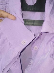 Cute Lavender Ruched Crop Shirt