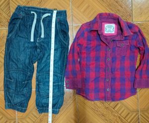 Red Tag Size 2 To 3yrs Girls Shirt N Jeans Pair.