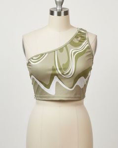 One-Shoulder Printed Crop Top
