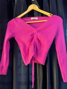 Hot Pink Knitted Crop Top