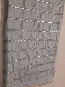 Silver Mirror  Saree