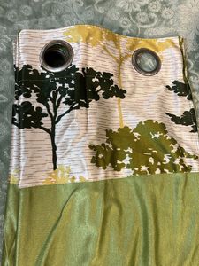 Green Curtains- Trees Print On Top
