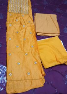 Unstitched Suit Set With Bottom And Dupatta