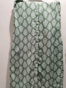 Green &amp; White Striped Linen Pants