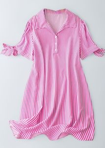 Pink Striped Button-Up Dress