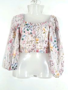Pink Floral Printed Western Top (Women's)