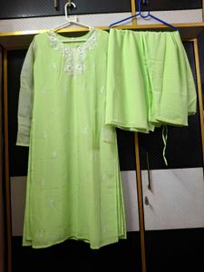 Pistachio Green Embroidered Kurta Set