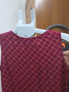 Maroon Kurti with Gold Print