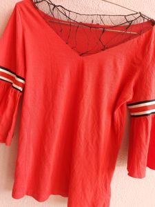 Madame Red Mesh Detail Top❤Like New💖