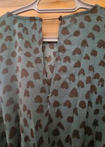 Teal Heart Print Midi Dress
