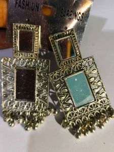 Stylish Mirror Work Earrings