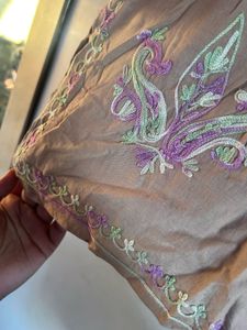 Taupe Coloured embroidered Short Kurti
