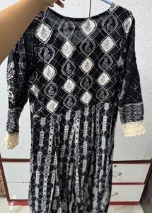 Black &amp; White Printed Kurta Set with Dupatta