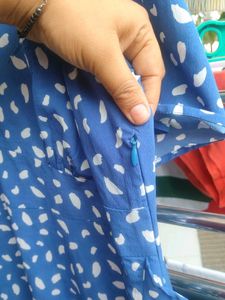 Blue &amp; White Printed knee length dress