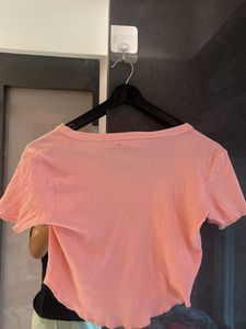 Pink Cropped Square Neck Top