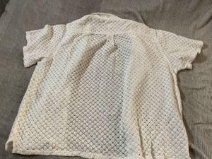 Men's White Lace Short Sleeve Shirt
