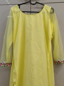 Yellow Embroidered Kurta Set with Dupatta