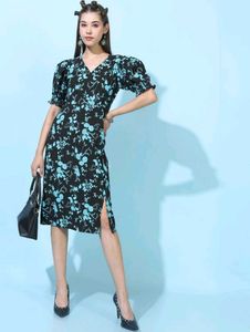 Floral Print Puff Sleeve Mini Dress