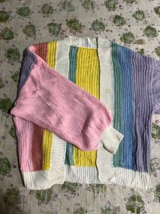 Rainbow Striped Knit Cardigan