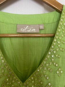 Vibrant Green Embellished Kurta Set