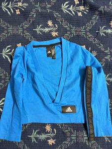 Adidas Blue Slim Fit Crop Top