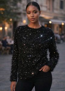 Sparkling Black Knit Sweater
