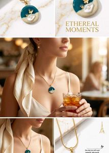 Elegant Ocean & Butterfly Pendant Necklace