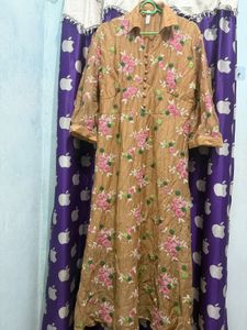 Embroidered mustard yellow dress
