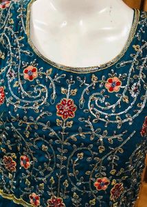 Beautiful Teal Embroidered Gown