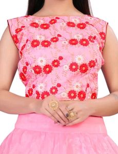 pink flared lehenga with blouse and dupatta