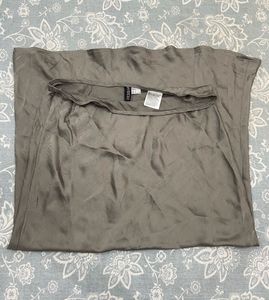 H&amp;M Grey Satin Midi Skirt