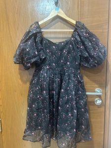 Chic Floral Puff Sleeve Mini Dress