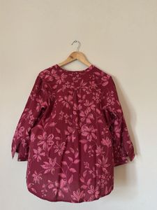 Maroon Floral Print Blouse