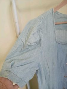 Light Wash Denim Maxi Dress