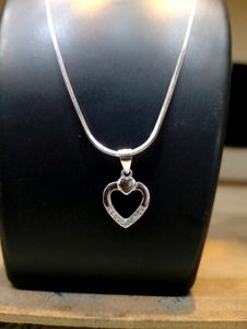 Heart Shape Chain Pandent Pure Silver 925