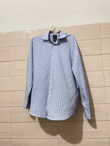 Imported Men's Blue Checkered Long Sleeve Shirt