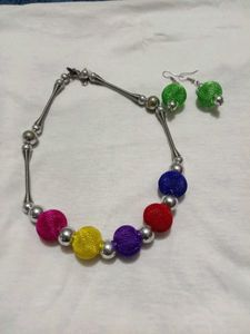 Boho Multicolor Beaded Necklace &amp; Earrings Set 🩷