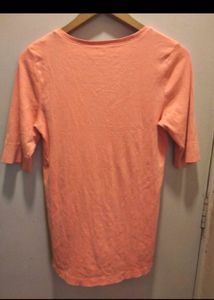 Coral Henley Top with Buttons