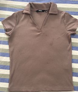 Ribbed Polo crop Top