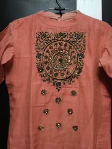 Embellished Peach Kurta