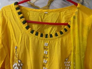 Vibrant Yellow Kurta Set with Dupatta