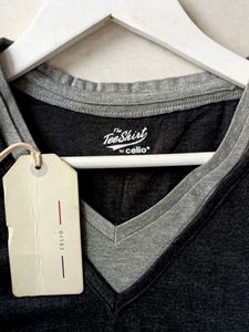 CELIO Grey V-Neck T-Shirt