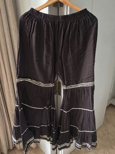 Black Sharara Pants  with silver lace