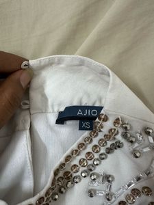 White Beaded Halter Neck Dress- xs